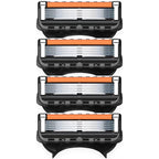 4 Ersatzklingen für Gillette Fusion5 ProGlide, orange-schwarz, übereinander