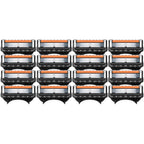 16 Ersatzklingen für Gillette Fusion5 ProGlide, orange-schwarz, nebeneinander angeordnet