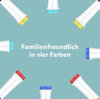 Grafik: Aufsteckbürsten für Oral-B, familienfreundlich in vier Farben