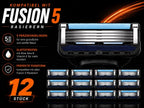 Infografik: 12 blaue Ersatzklingen für Gillette Fusion5 ProGlide – 5 Präzisionsklingen, Gleitstreifen