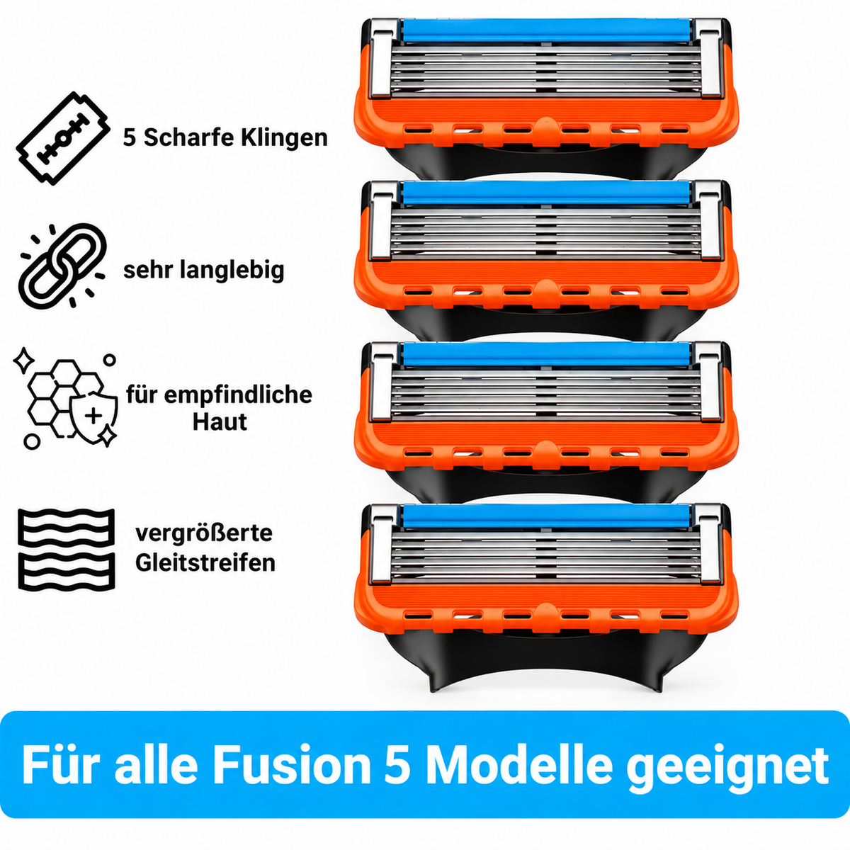 Rasierklingen für GILLETTE FUSION 5 PROGLIDE Edelstahl-Klingen Ersatz-Klingen (16er Pack)