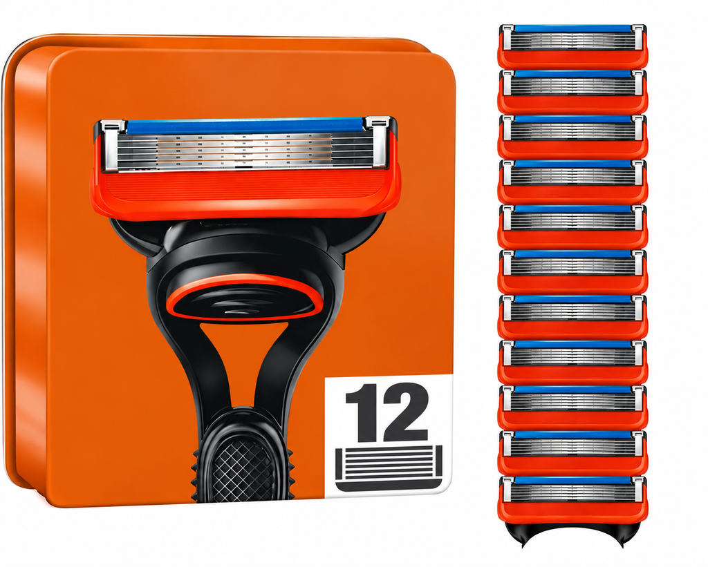Rasierklingen für GILLETTE FUSION 5 PROGLIDE Edelstahl-Klingen Ersatz-Klingen (12er Pack)