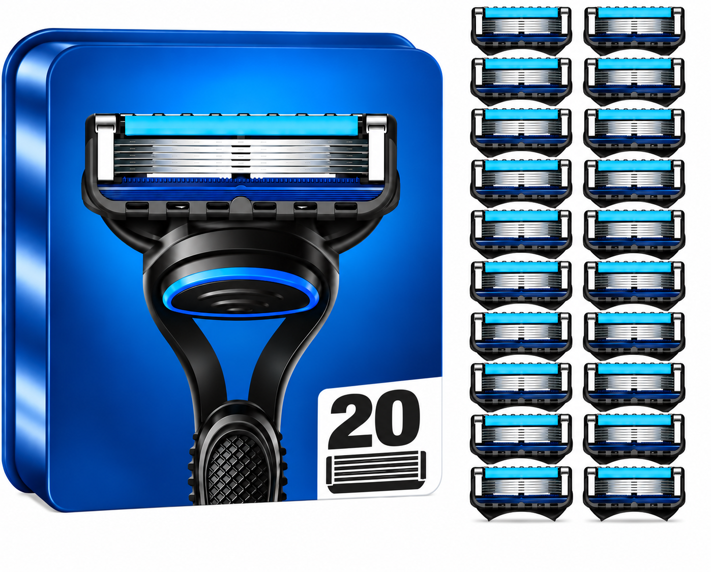 Rasierklingen für GILLETTE FUSION 5 PROGLIDE Edelstahl-Klingen Ersatz-Klingen (20er Pack)