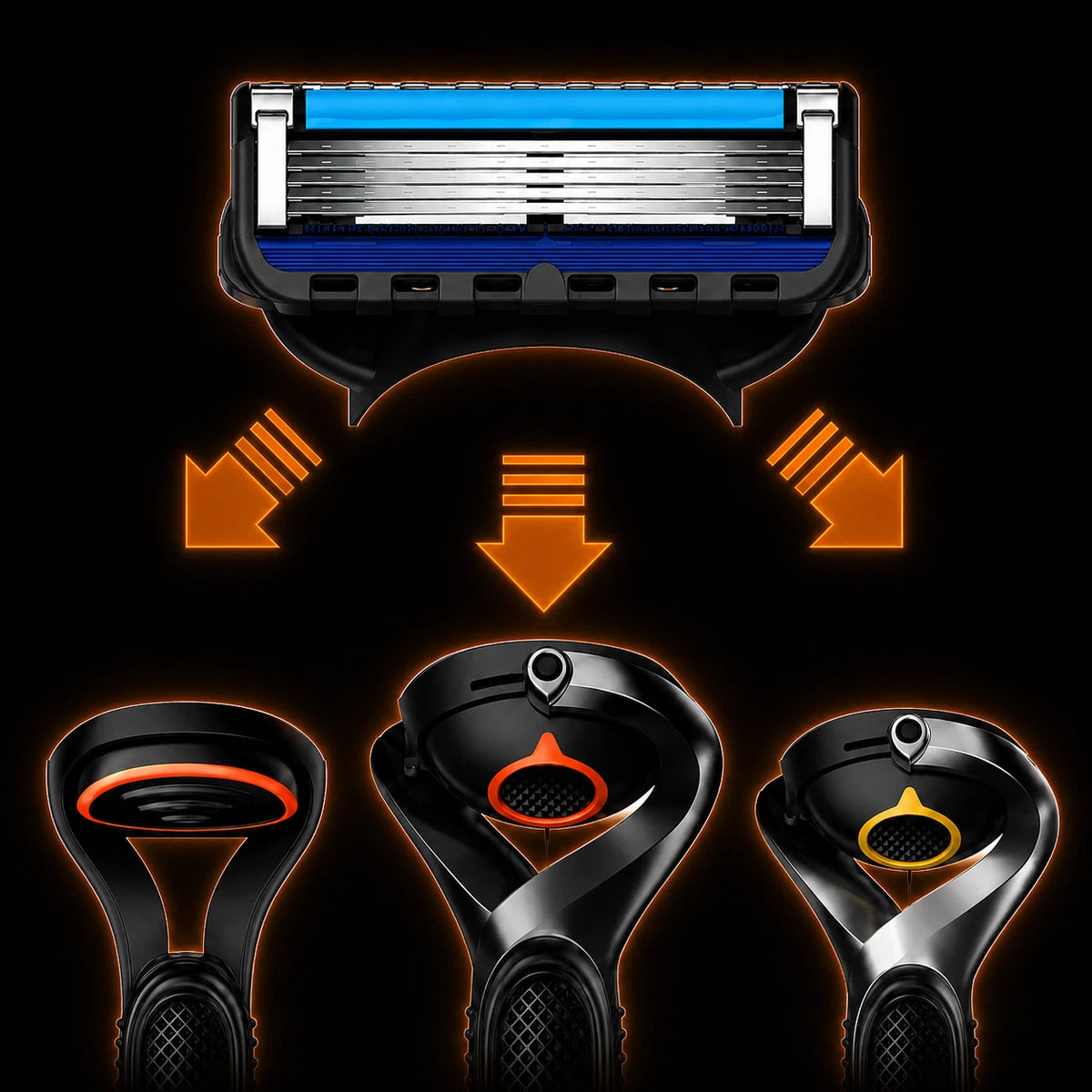 Gillette Fusion5 ProGlide Ersatzklinge – Ansicht des Klingenaufsatzes (Ansicht 3)