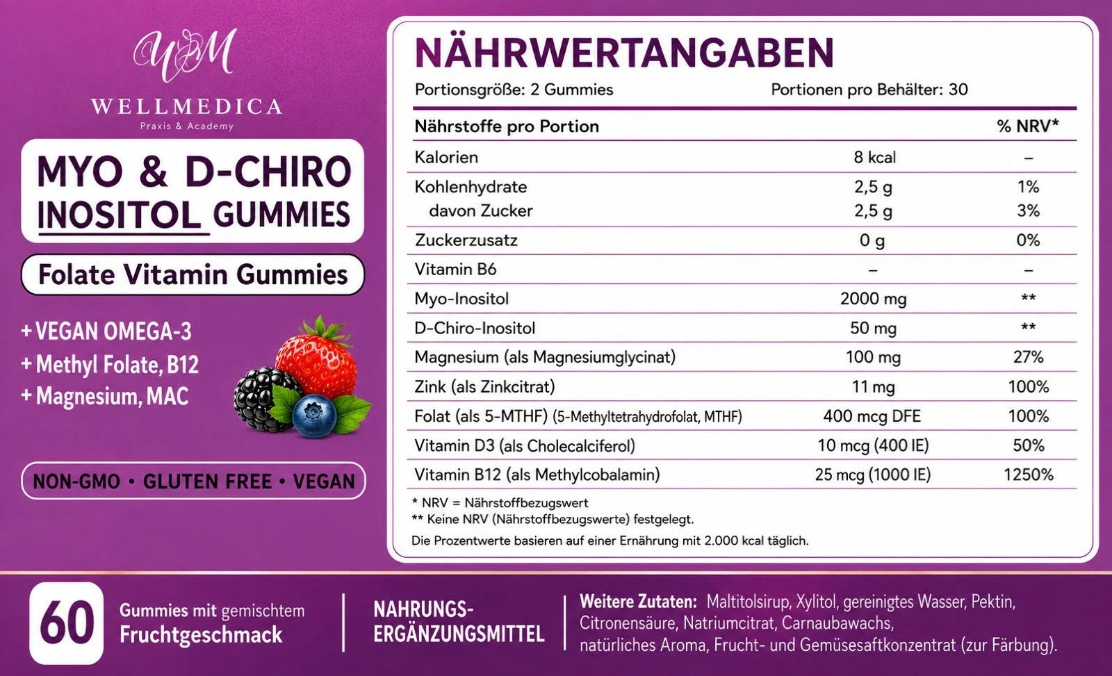 Myo-Inositol Gummies – Verpackung / Produktfoto (Ansicht 2)