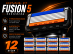 Infografik 12 Ersatzklingen für Gillette Fusion5 ProGlide: 5 Präzisionsklingen, Gleitstreifen, perfekte Passform