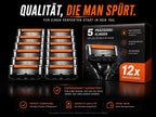 Grafik: 12 Ersatzklingen für Gillette Fusion5 ProGlide mit Griff – Vorteile im Überblick
