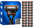 20 Ersatzklingen für Gillette Fusion5 ProGlide neben einem Rasierergriff