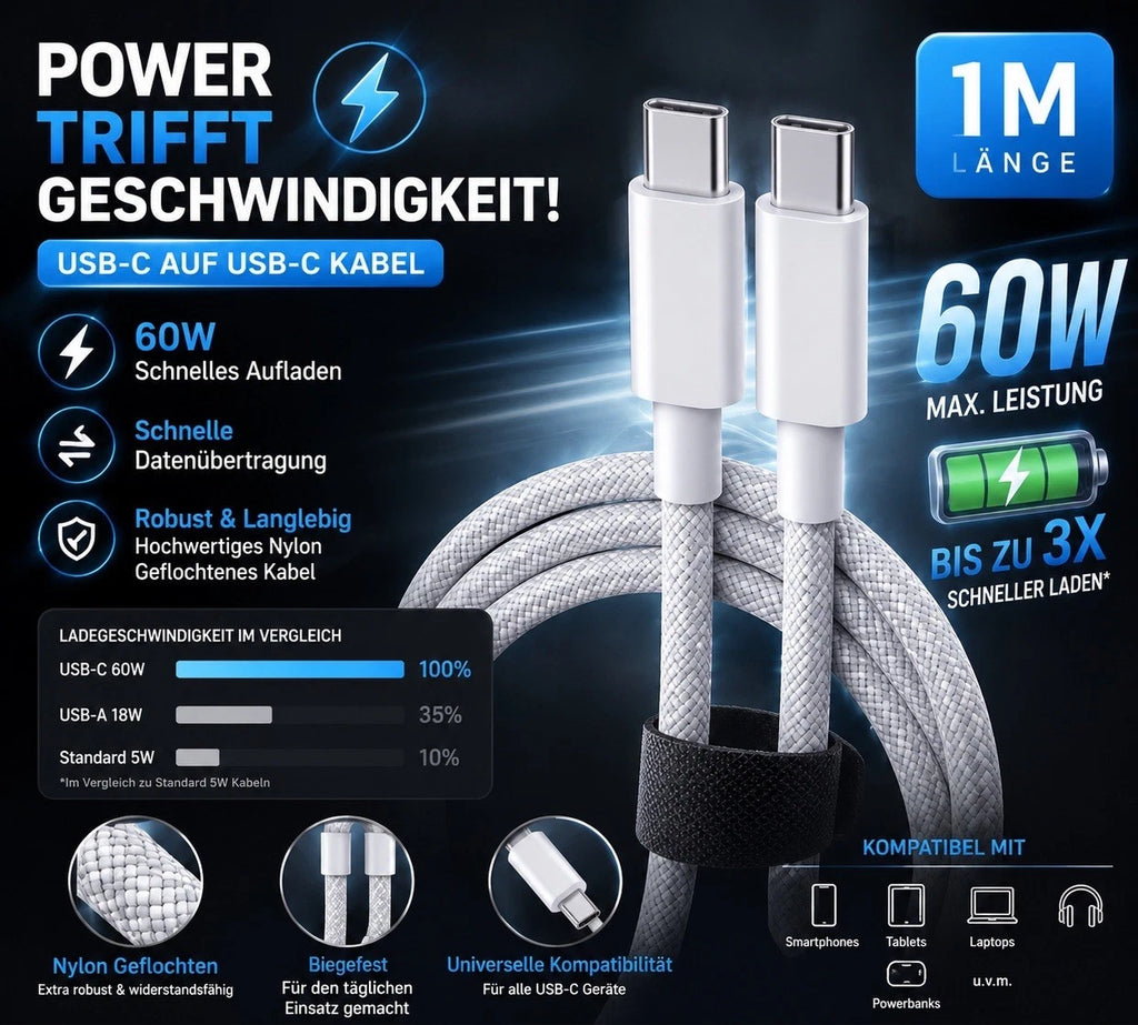 USB-C Ladekabel mit Stecker – Produktfoto (Ansicht 1)