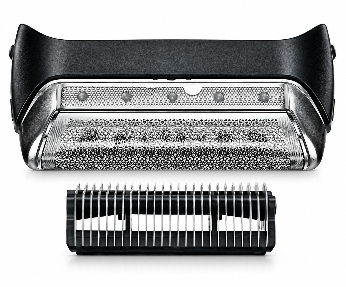 Vorderansicht 10B Scherfolie und Klingenblock für Braun Series 1 170, 180, 190 nebeneinander