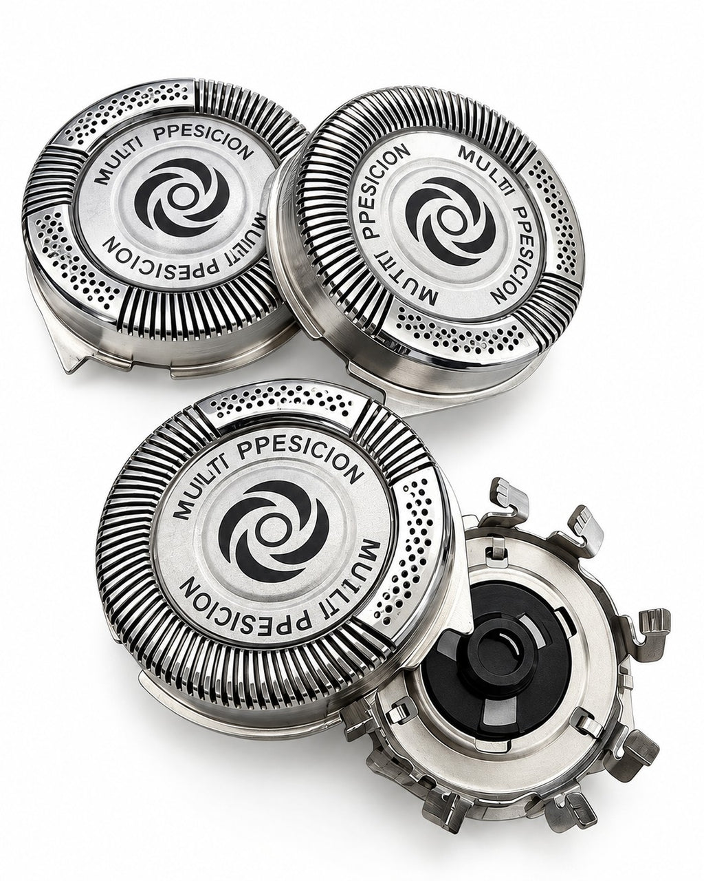 3 Ersatz-Scherköpfe kompatibel mit Philips HQ9/50 & HQ8 Speed XL – Set mit geöffnetem Scherkopfrahmen und Klingenhalter