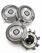 3 Ersatz-Scherköpfe für Philips HQ9/50 & HQ8 Speed XL – Set mit geöffnetem Scherkopfrahmen und Klingenhalter
