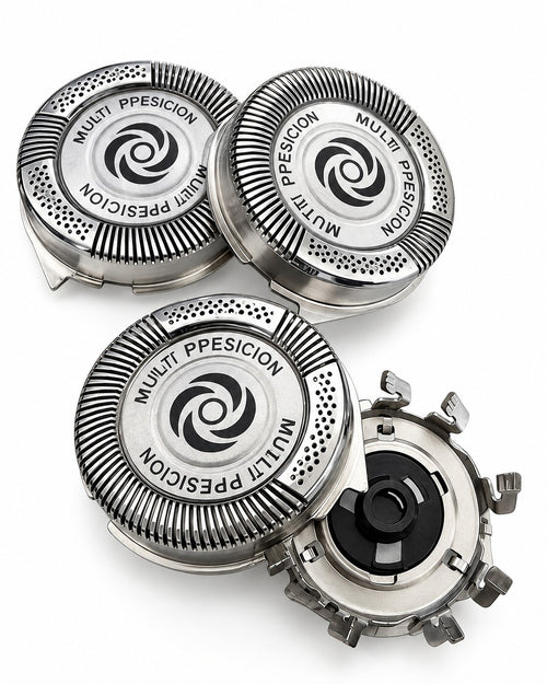 3 Ersatz-Scherköpfe für Philips HQ9/50 & HQ8 Speed XL – Set mit geöffnetem Scherkopfrahmen und Klingenhalter