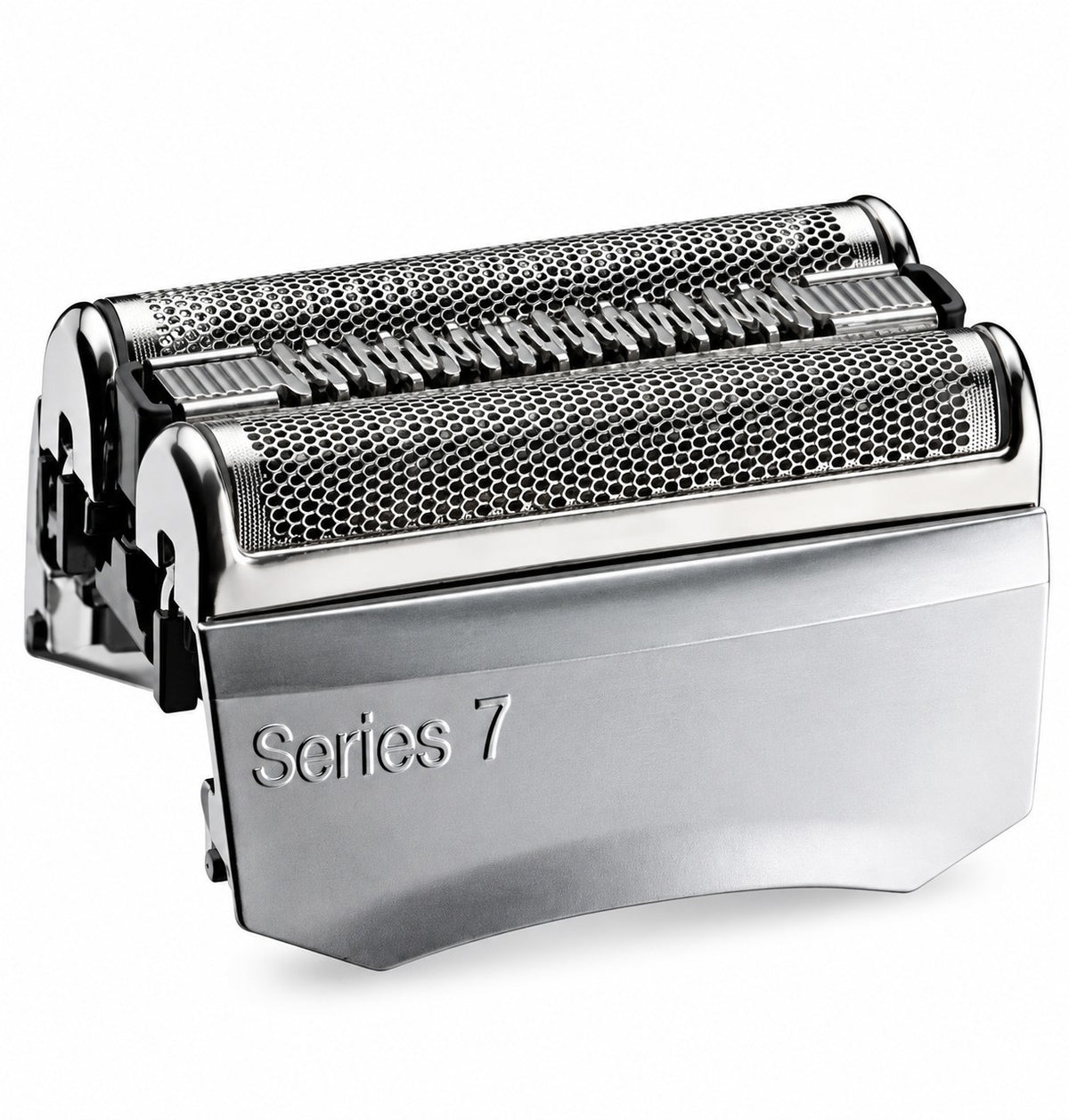 Ersatz-Scherkopf 70S kompatibel mit Braun Series 7 – Seitenansicht mit zwei Scherfolien und Mittelschneider