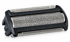 Scherkopf für Philips BodyGroom in Schrägansicht – Scherfolie mit beidseitigem Trimmer im schwarzen Rahmen