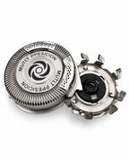 Ersatz-Scherkopf für Philips HQ9/50 Speed XL mit Edelstahl-Scherkorb und Halterahmen mit Haltelaschen – Detailansicht
